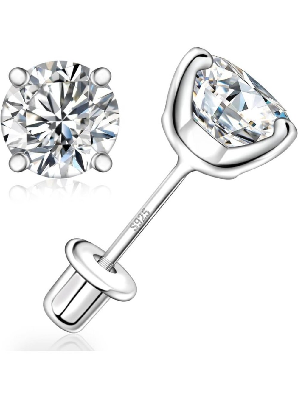Elegant 925 Sterling Silver Moissanite Screw Back Earrings for Women